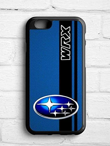 Subaru WRX logo on a field of simulated Blue Carbon Fiber with Black Stripe Studio867 for Iphone 6+ case