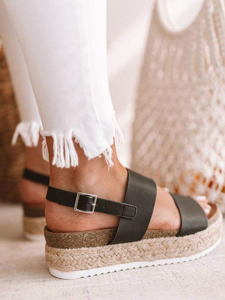LAICIGO Women's Single Band Espadrilles Platform Sandal with Ankle Strap - Image 3