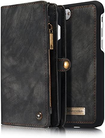 iPhone 7 Plus 5.5" Wallet Case,AKHVRS Premium Folio Zipper Purse Leather Detachable Magnetic Hard Case with Flip Credit 11 Card Slots Stand Holder Cover for iPhone 7 Plus 5.5 inch (Black