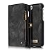 CaseMe iPhone 8 / iPhone 7 PLUS Ultimate Functional All-In-One Handmade TRIFOLD LEATHER Removable iPhone Wallet Elegant Finish Case,5.5INCH,Black