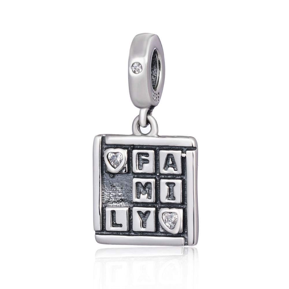 Family Charm 925 Stering Silver Love Charm Anniversary Charm Birthday Charm for Pandora Charm Bracelet