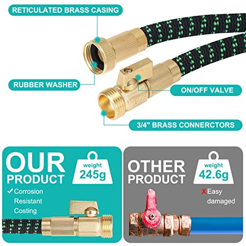 Longterm Expandable Garden Hose Set 25ft,Strength Fabric 3750D,9 Latex Layers, 3/4\
