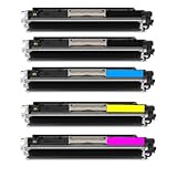 HI-VISION HI-YIELDS Compatible Toner Cartridge Replacement for Hewlett-Packard (HP) 126A CE310A CE311A CE312A CE313A (2 Black, 1 Cyan, 1 Yellow, 1 Magenta, 5-Pack)