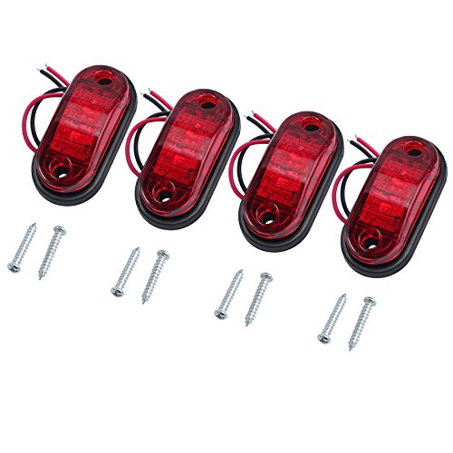 Justech 4pcs Side Marker Lights LED Front Rear Lights Lamps Universal Indicator of Position 12V 24V with Red Bulbs for Truck Trailer Van Caravan Lorry Car Bus - Thumbnail 7