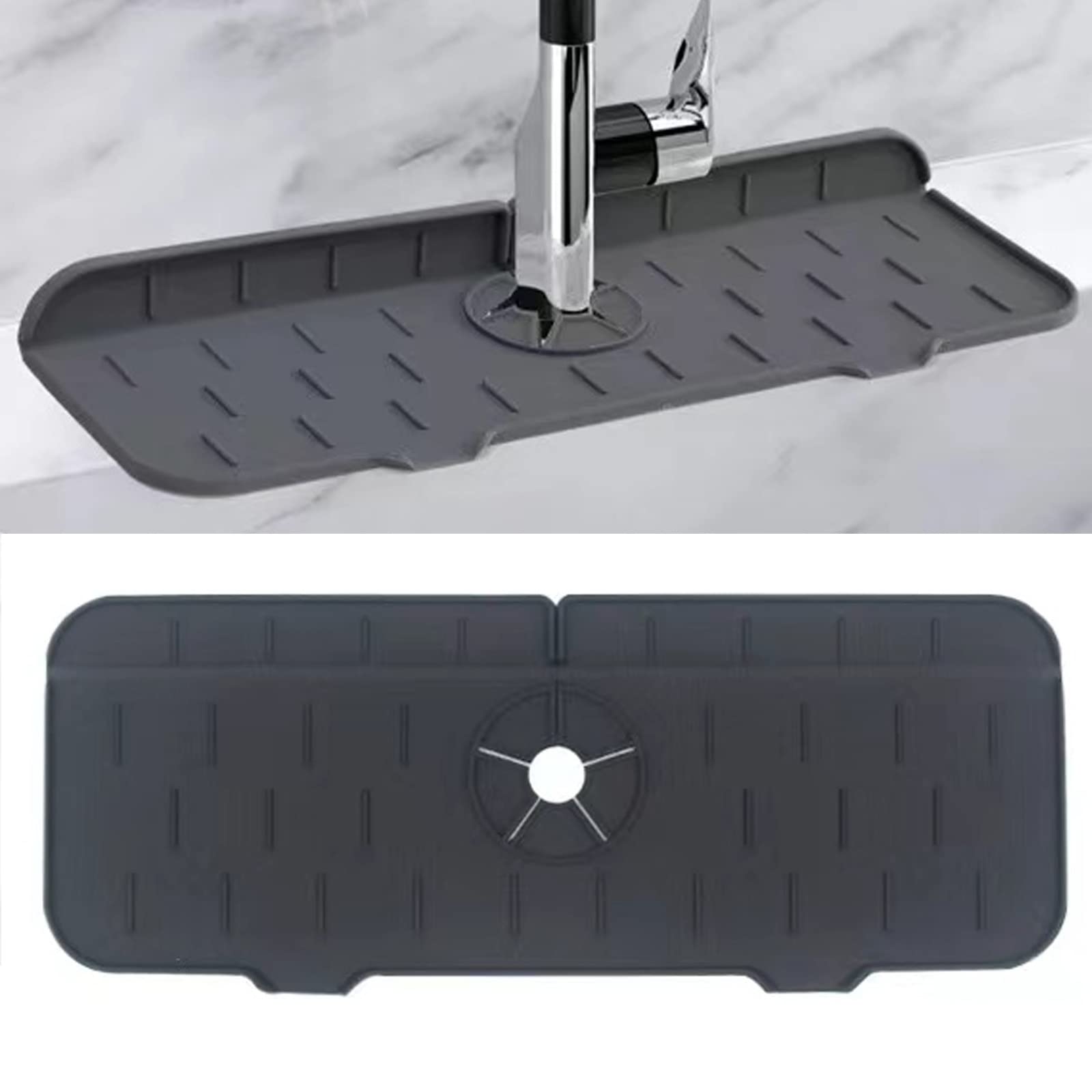 JaAoyoo Silicone Sink Faucet Mat, Silicone Sink Tap Protector Mat, Silicone Draining Mat Around Tap, Sink Splash Guard for Kitchen Bathroom