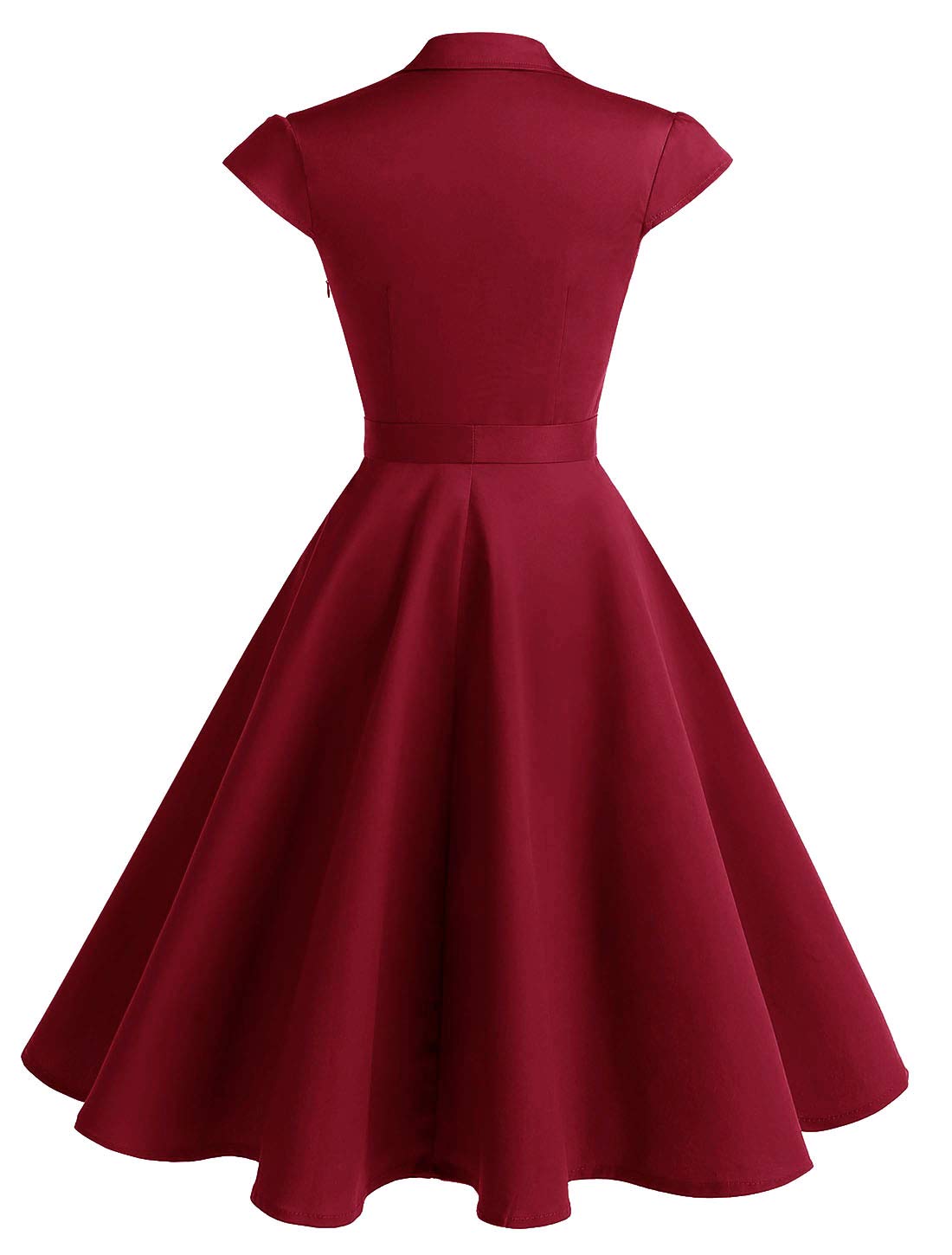 Abito Vintage Anni '50 In Poliammide Ed Elastan, Maniche Corte, Scollo A V, Cintura Removibile, Per Cocktail, Chiesa O Lavoro