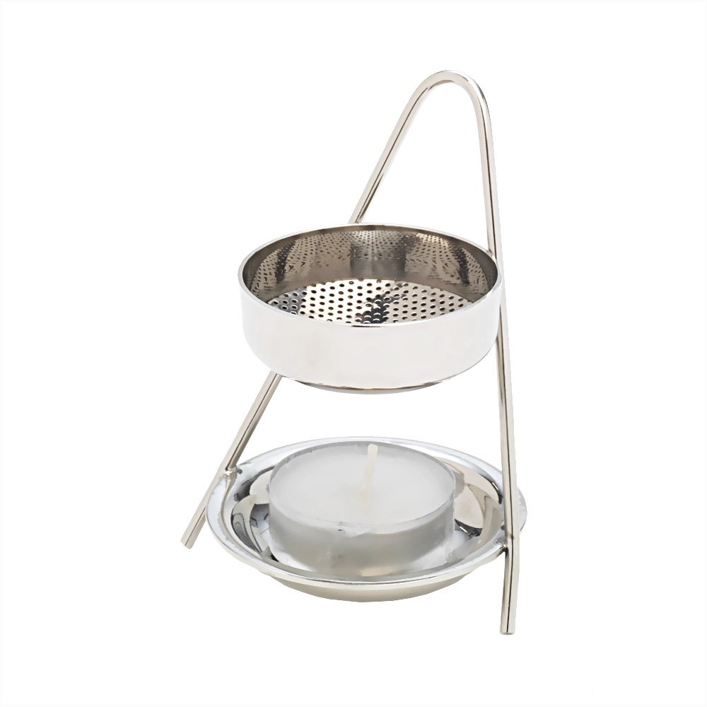NKlaus Incense Stand Brass Nickel Plated Handmade 2974