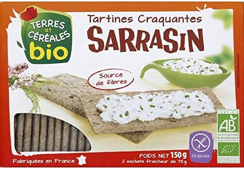 Terres Et Céréales Bio - Crispbreads with Buckwheat - Tartines Craquantes Au Sarasin - The Box of 150G - Price Per Unit - Fast Delivery