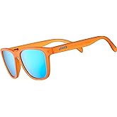 goodr Donkey Goggles Polarized Sunglasses, Medium Sized (OG), Orange Translucent Frame with Blue Mirrored Reflective Lenses, UV400 Protection, No Slip, No Bounce