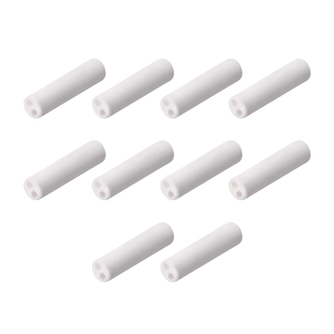 sourcing map 1mm Dia Ceramic Insulation Tube Twin Bore Alumina Porcelain High Temperature Insulator Pipe for Heating Element 10 Pcs