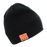 Tenergy Wireless Bluetooth Beanie Hat with Detachable Stereo Speakers & Microphone, Fleece-Lined Unisex Music Beanie for Outdoor Sports, Basic Knit (Black)