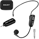 EASJOY Wireless Microphone Headset, 2.4G Wireless Mic Headset and Handheld 2 in 1 Mics, 160 ft Range for Voice Amplifier, PA System, Teacher, Tour Guides, Fitness （Not Supported Phone/Mac/Laptop
