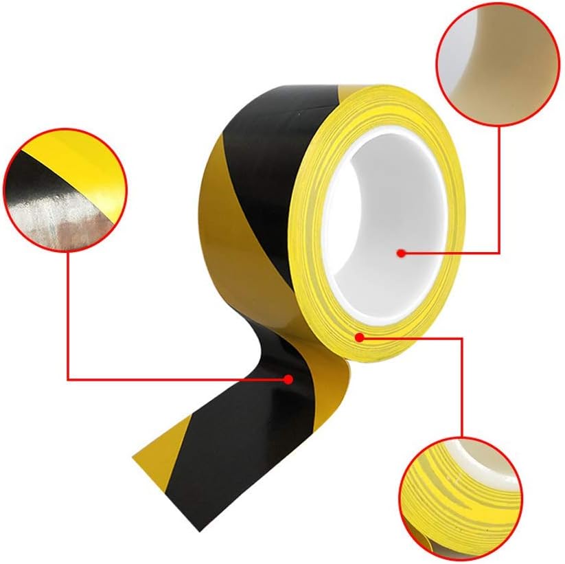 2 Pack Safety Tapes, Black/Yellow Hazard Warning Tape, Red/White Hazard