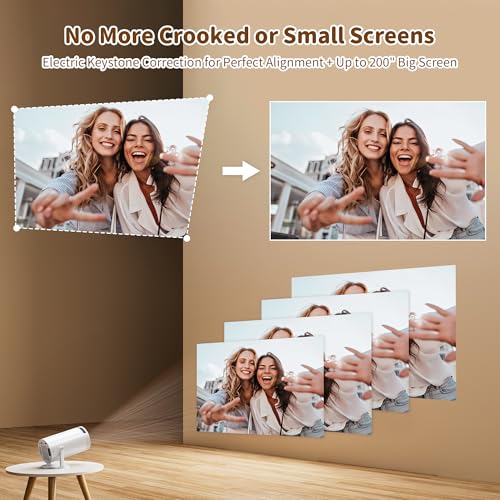 Telonixium Mini Projector, Full HD 1080P with 4K Support, Portable Projector with Carrying Case, 270° Rotation, Electric Keystone, 200" Screen, Low Noise ≤25dB, HDMI USB AUX, Home Cinema, Projecteur