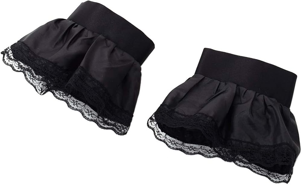 BLESSUME Colonial Lace Jabot Cuffs Costume Accessory, Little Black Cuffs Set