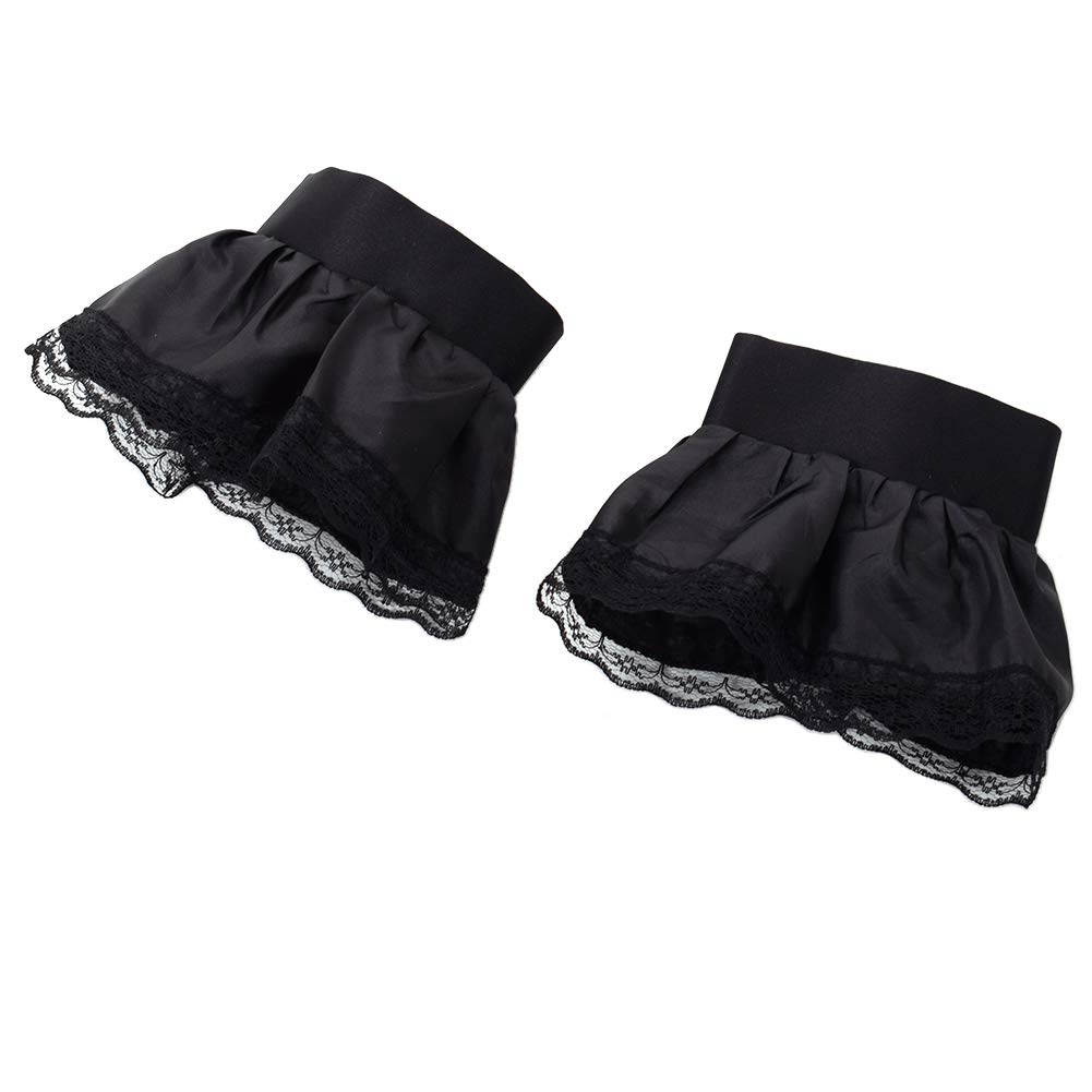 BLESSUME Colonial Lace Jabot Cuffs Costume Accessory, Little Black Cuffs Set