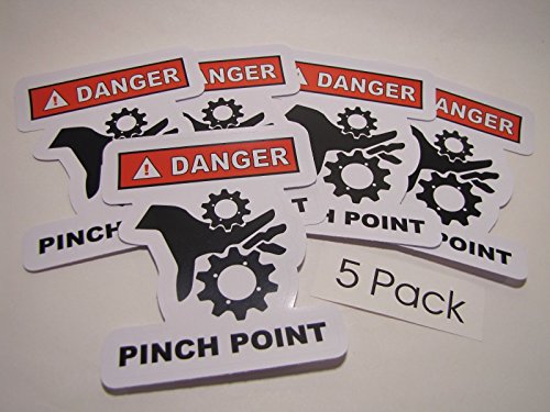 5 Industrial Safety Stickers | Caution Pinch Point Die Cut Safety Decals