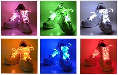 MERCENE LED Shoelaces SIX pack: Red, Green, Blue, White, Orange, Pink. FOUR Modes: Fast Blink, Slow Blink, Steady On and Off