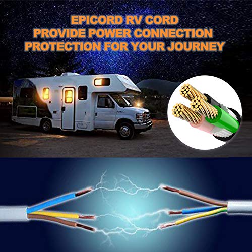 EPICORD RV Trailer Extension Cord 30Amp Male with Grip Handle to 30Amp Female with Twist Lock Connector Adapter, 25Feet, 125V/250V