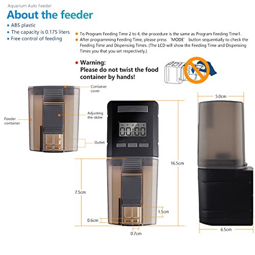 Automatic Feeders, JZMYXA Aquarium Fish Feeder Automatic Fish Feeders Auto Fish Food Timer Feeder for Fish Tank