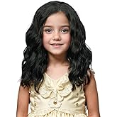 DUDUWIG Black Wig for Kids Girls Short Curly Wig Black Wig for Dress Up Party Cosplay Synthetic Wigs Hairnet Include