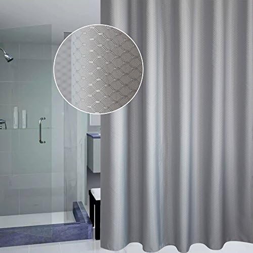 Solid Gray Shower Curtain Waffle Weave Check, Durable Fabric Shower Curtain Stall Size 54” Wide by 78” Long