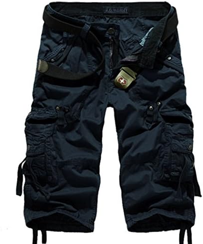 Amoystyle Men's Relaxed Fit Long Cargo Shorts 3/4 Capri Pants Size US 30-42