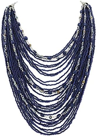 BocarMulti-layer Long Chain Chunky Bib Seed Beads Statement Necklace