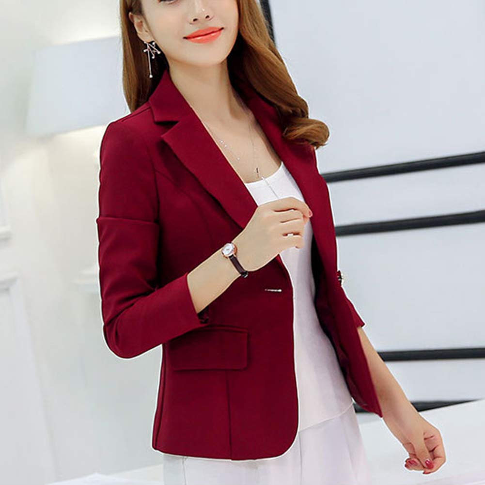 leoie women's slim casual suit blazer long sleeve open blazer jacket