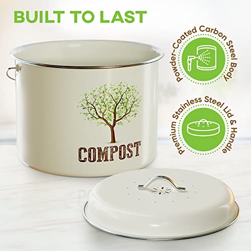 Third Rock Kitchen Compost Bin Countertop 1.3 Gallon Compost Bucket