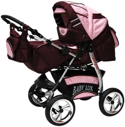 Lux4Kids King Pram & Pushchair Safety Set (car seat & ISOFIX base, rain cover, mosquito net, beverage tray, mattress, changing pad) 02 Blackberry & Fleece Pink