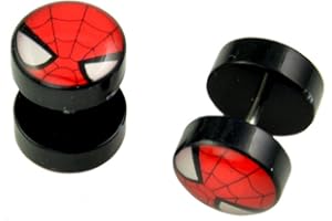 BODYJEWELRYONLINE Spider man Fake Plug Earrings - 16G (1.2mm), 2 Pieces