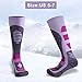 Zacro 2 Pair Ski Socks for Women - Thicken and Lengthen Outdoor Skiing Socks, Snowboard Socks for Skiing or Snowboarding, Size: US 5-7 (Purple)