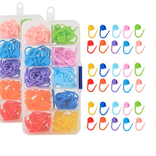 UOOU 240 Pcs Locking Stitch Knitting Crochet Needle Clip Counter Markers Stitch 10 Colors