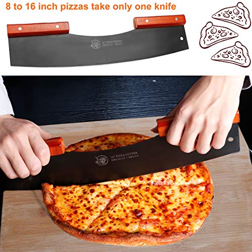 AILUROPODA Pizza Cutter Rocker with Knife Sharpener & Protective Cover 16" Large Pizza Rocker