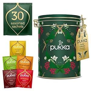 Pukka Thee Kerst Bewaarblik, Biologische kruidenthee, Perfect als Kerstcadeau – 30 Zakjes – 1 blik