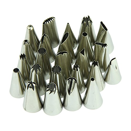 Cake Mould,Baomabao 24Pcs Stainless steel Icing Piping Nozzles Pastry Tool - Thumbnail 3