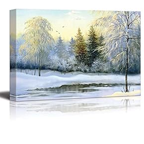 Canvas Prints Wall Art - Beautiful Winter Landscape, Canvas, Oil - 12" x 18"