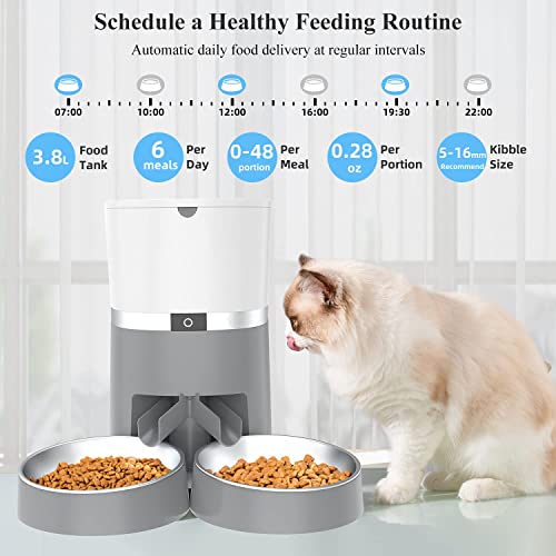 ALUKE Cat Feeder, Automatic Cat Feeder for Double Pets, Pet Feeder Dog