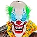 Halloween Haunters Animated Hanging 6 Foot Scary Over-Sized Circus Clown Face with Moving Jaw Talking Mouth Prop Decoration - 3 Spooky Phrases, LED Eyes, Menacing Ghoul Smile - Battery Operated