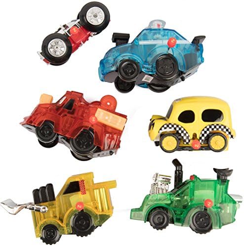 Wind Up Toy Vehicle 6 Pack - Cars, Trucks, Space Shuttles, Bulldozer, And More - World's Greatest Windup Toys Great For Party Favors, Gift Bags