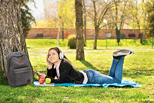 Canvas School Laptop Backpack, Durable Rucksack, Travel Notebook Bag, for Men Women (Gray)