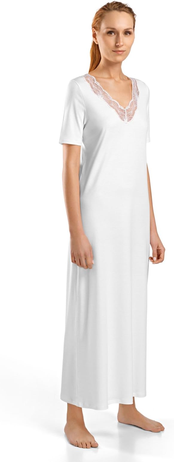 HANRO Women's Valencia Short Sleeve Long Gown