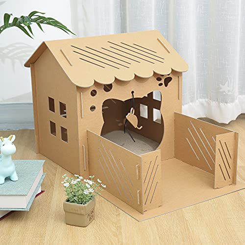 Luxury Cat House,Indoor Equipped with Matching Cardboard Cat Scratcher