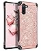 BENTOBEN Galaxy Note 10 Case, Glitter Bling Slim Hybrid Faux Leather Hard Cover Soft Rubber Bumper Girls Women Rugged Shockproof Protective Phone Case Cover for Samsung Galaxy Note10 (2019), Rose Gold