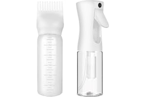 Nakraly Continuous Spray Bottle and Root Comb Applicator Bottle, Hair Oil Applicator Bottle Water Mister for Hairstyling (White)