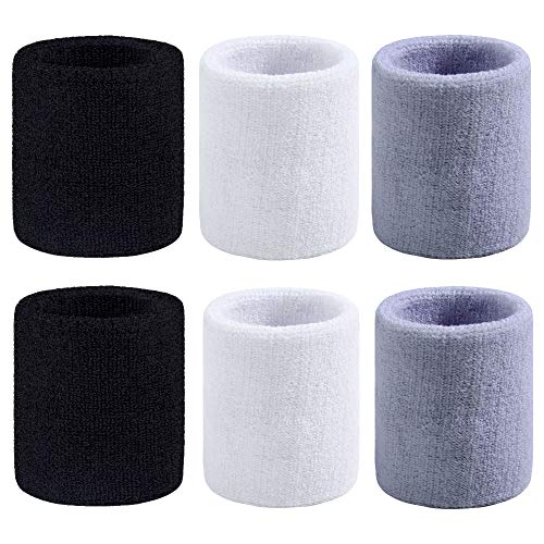 Favofit Wristbands for Women Men Girls Boys for Gym Workout & Yoga, 6 Pack, Super Comfy Sports Sweatbands for Football Baseball Basketball Soccer & Tennis, Sweat Out of Your Eyes & Wrists