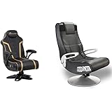 X Rocker 5152301 Trident Pedestal 4.1 Wireless, 31.89" x 25.98" x 40.55", Black/Gold & Wireless Pedestal SE 2.1 PC Office Gam