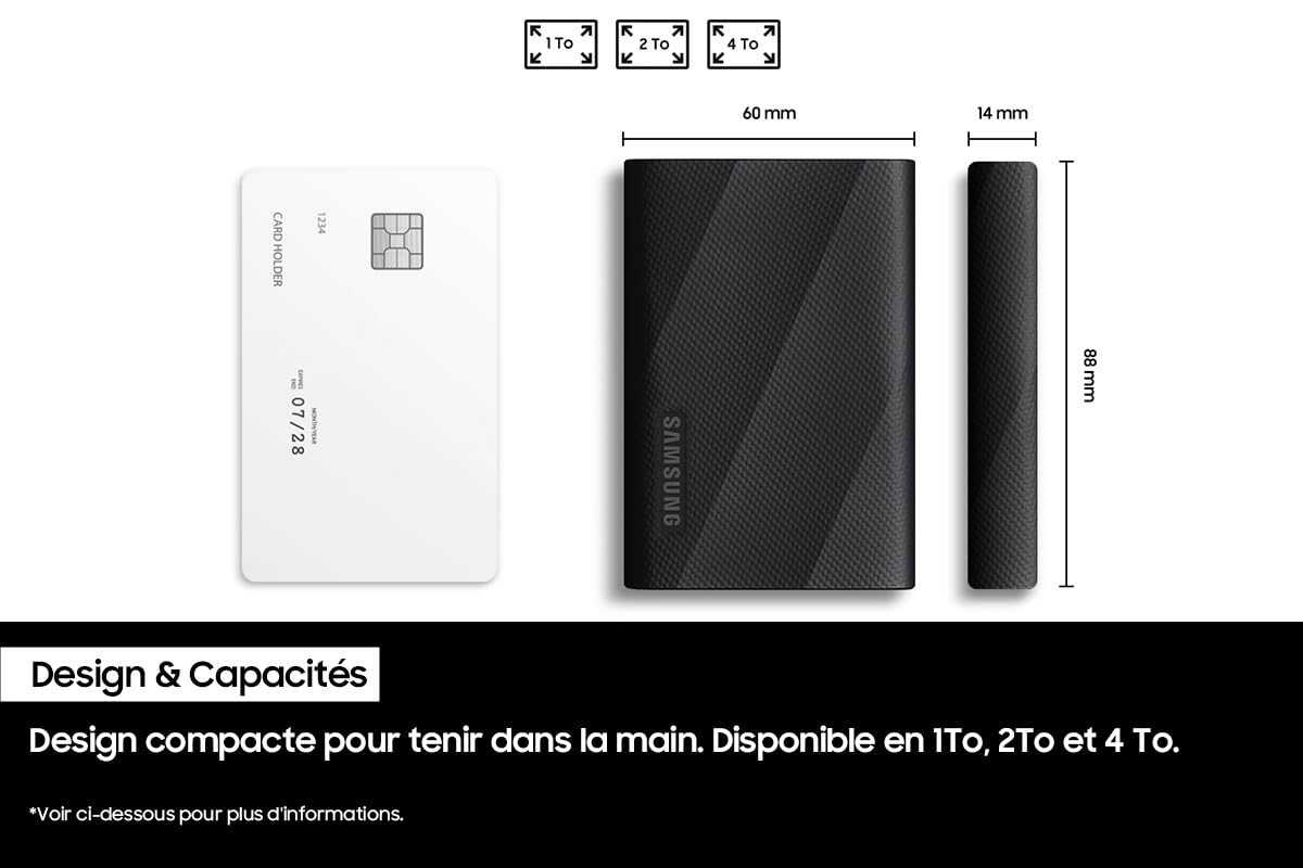 Samsung T9 Portable SSD 4TB, Up to 2,000MB/s, USB 3.2 Gen 2x2 External Solid State Drive, Up to 3 m Drop Resistant, for Creative Professionals, Youtubers, Content Creators, Mac Compatible, MU-PG4T0B