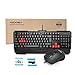TeckNet Kraken Ergonomic Water-Resistant Backlit 3 LED Illuminated Gaming Keyboard and Mouse Combo Set - Red